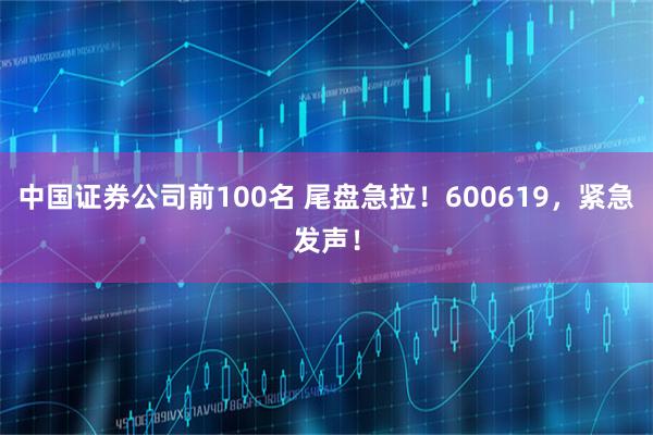 中国证券公司前100名 尾盘急拉！600619，紧急发声！